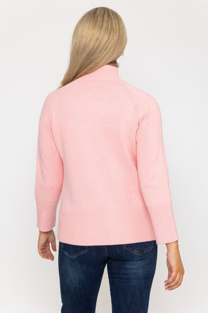 Carraig Donn High Neck Split Hem Knit in Pink
