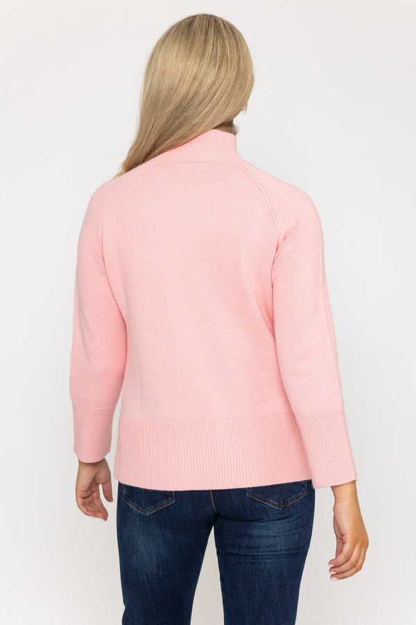 Carraig Donn High Neck Split Hem Knit in Pink