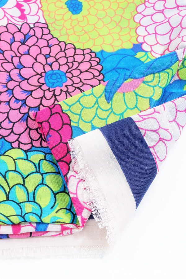 Carraig Donn Hydrangea Print Scarf in Navy