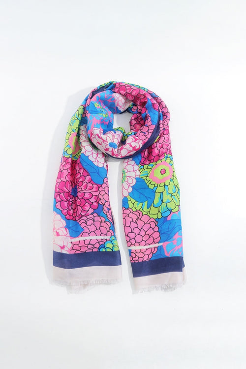 Hydrangea Print Scarf in Navy