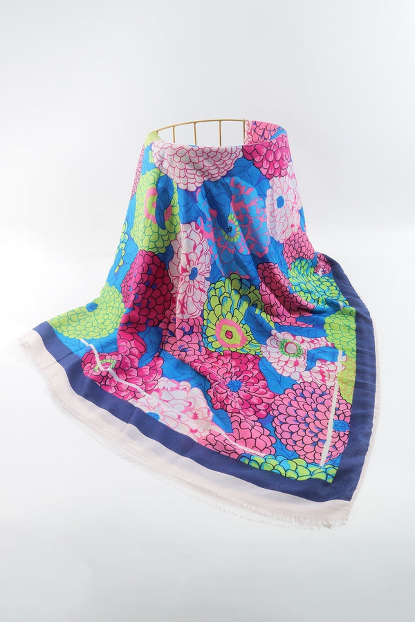 Carraig Donn Hydrangea Print Scarf in Navy