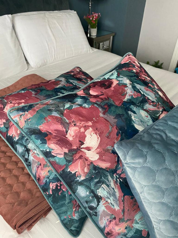 Carraig Donn Indie 58x58cm Cushion in Blush and Sage
