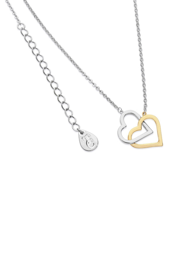 Carraig Donn Interlinked Two Tone Heart Necklace