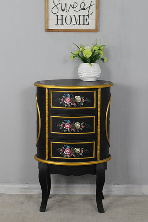 Carraig Donn Isabel Round Black 3 Drawer Cabinet