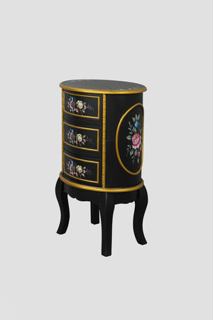 Carraig Donn Isabel Round Black 3 Drawer Cabinet