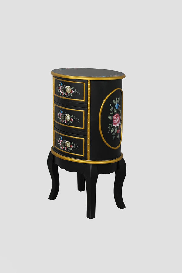 Carraig Donn Isabel Round Black 3 Drawer Cabinet