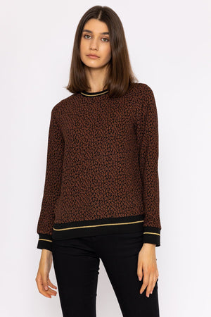 Carraig Donn Jacquard Crew Neck in Leopard Print