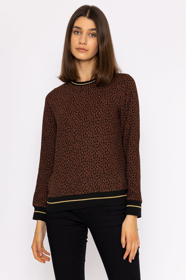 Carraig Donn Jacquard Crew Neck in Leopard Print