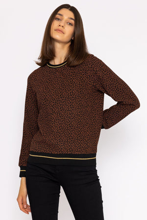 Carraig Donn Jacquard Crew Neck in Leopard Print