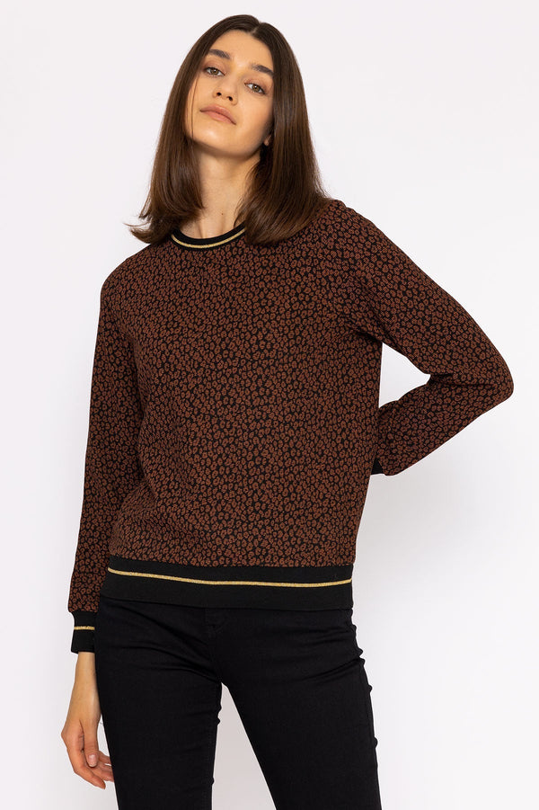 Carraig Donn Jacquard Crew Neck in Leopard Print