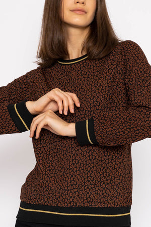 Carraig Donn Jacquard Crew Neck in Leopard Print