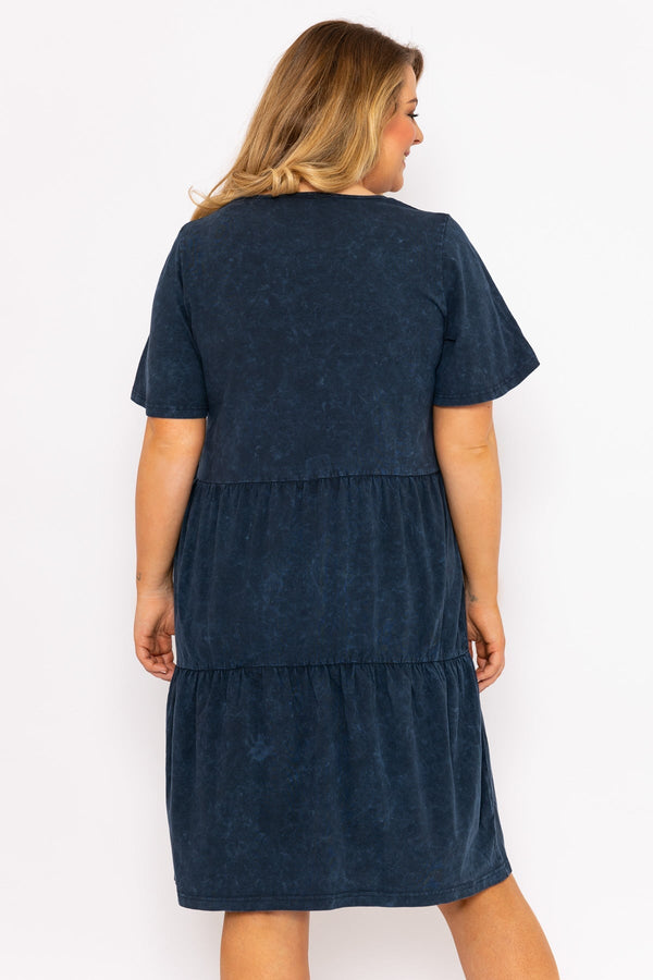 Carraig Donn Jersey Knee Length Dress in Navy