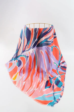 Carraig Donn Jungle Leave Scarf in Coral
