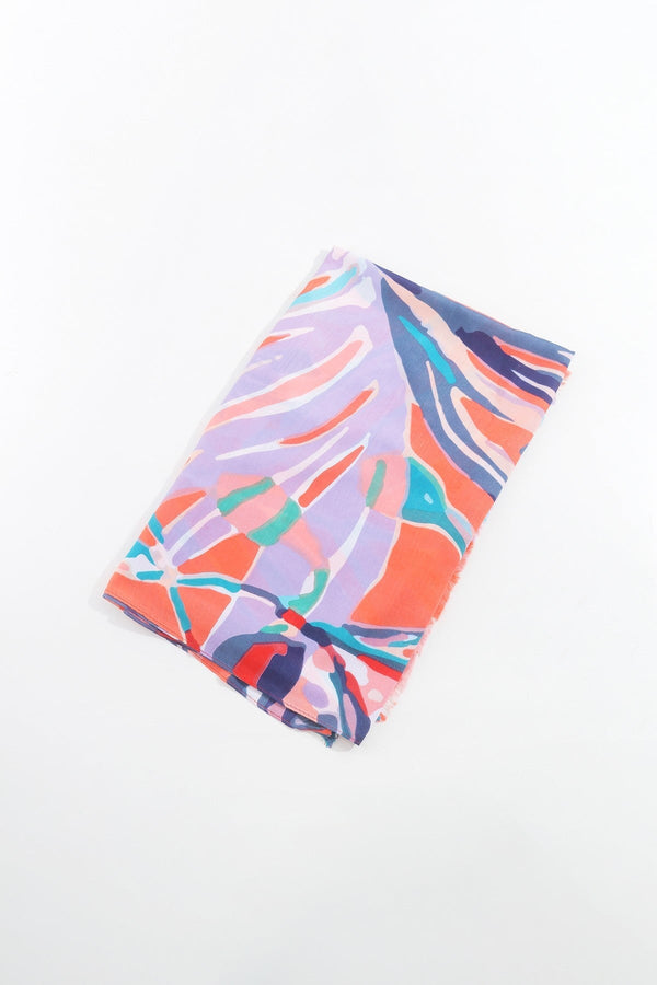 Carraig Donn Jungle Leave Scarf in Coral