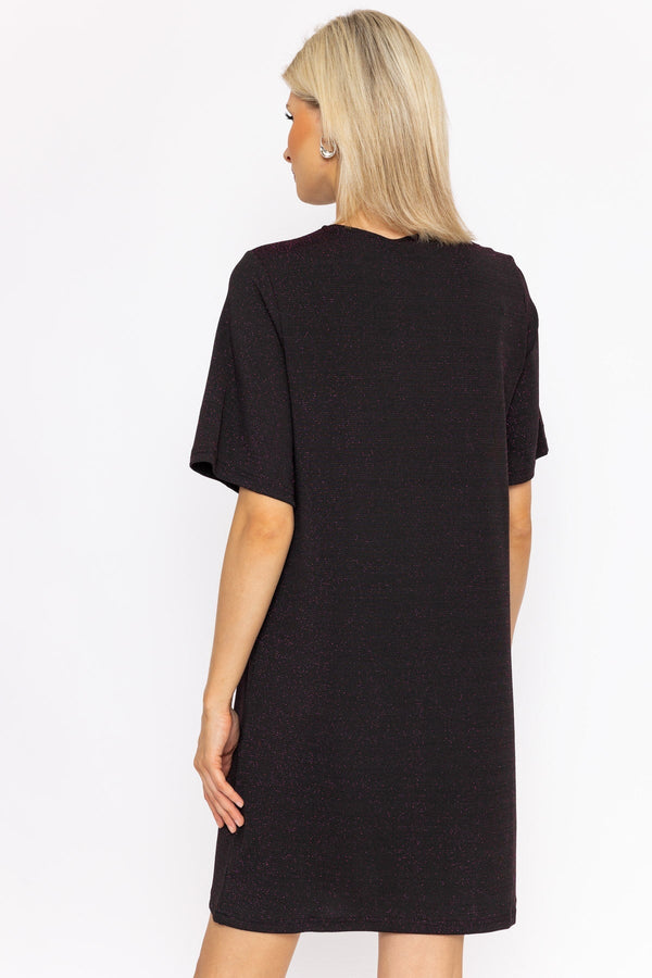 Carraig Donn Kanva Oversized Tee Dress in Pink Lurex