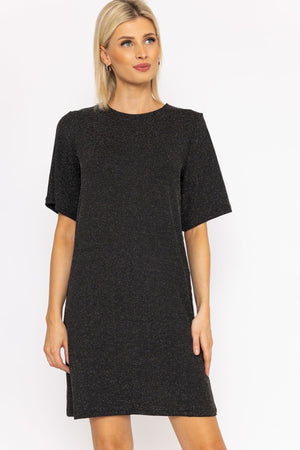 Carraig Donn Kanva Oversized Tee Dress in Silver Lurex