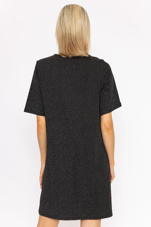 Carraig Donn Kanva Oversized Tee Dress in Silver Lurex