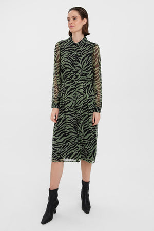 Carraig Donn Kaya Shirt Dress in Green Print