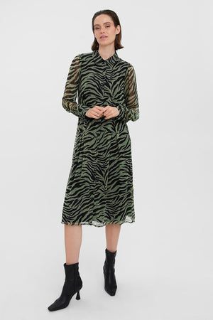 Carraig Donn Kaya Shirt Dress in Green Print