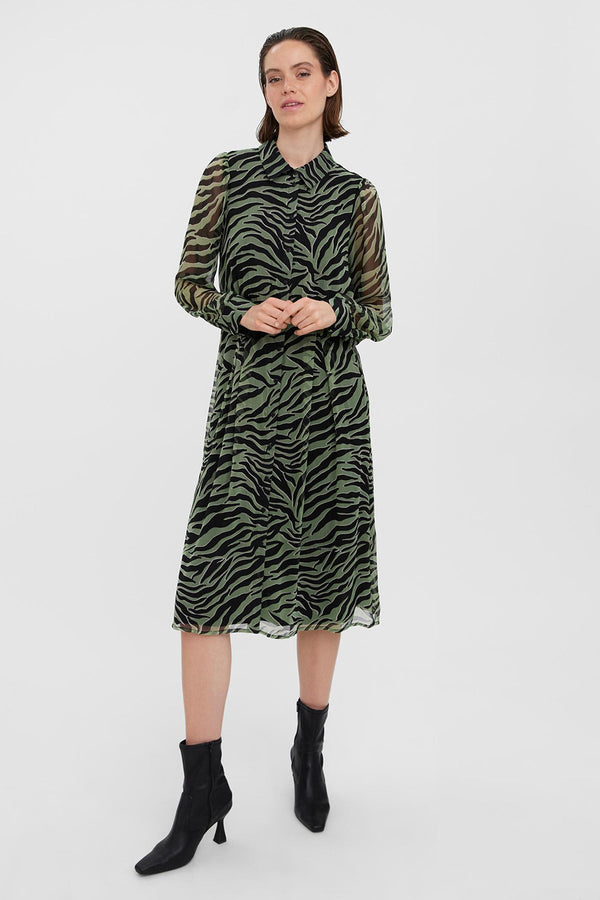 Carraig Donn Kaya Shirt Dress in Green Print