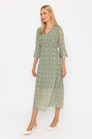 Carraig Donn Kerry Midi Dress in Khaki Print