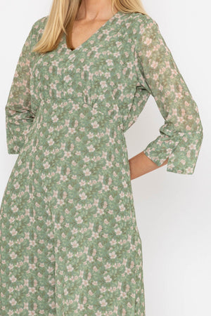 Carraig Donn Kerry Midi Dress in Khaki Print