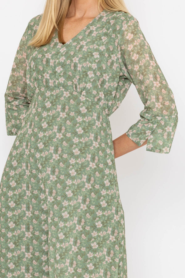 Carraig Donn Kerry Midi Dress in Khaki Print