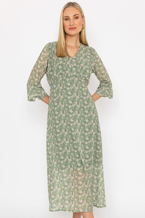 Carraig Donn Kerry Midi Dress in Khaki Print