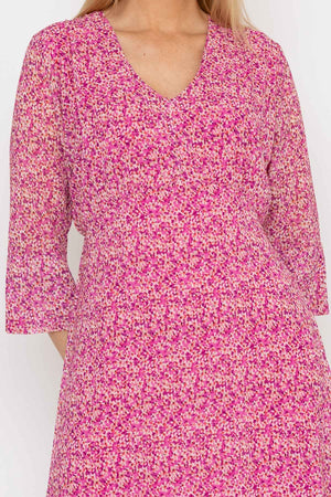 Carraig Donn Kerry Midi Dress in Pink Print