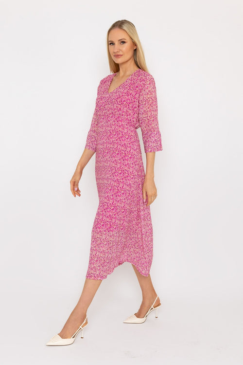 Kerry Midi Dress in Pink Print