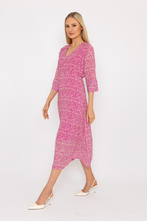 Carraig Donn Kerry Midi Dress in Pink Print