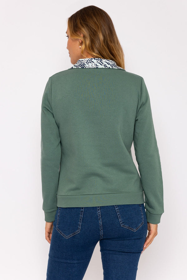Carraig Donn Khaki 1/4 Zip Pocket Sweatshirt