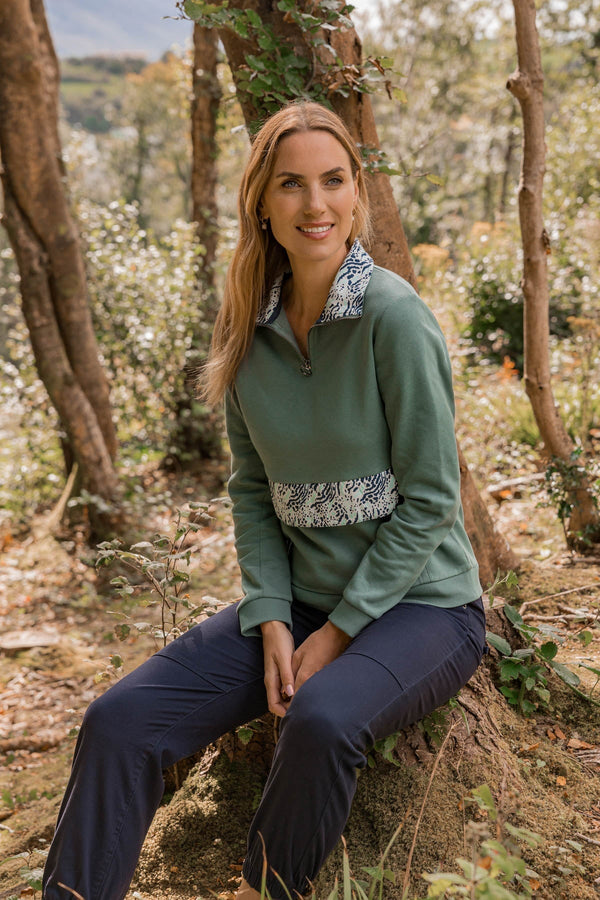Carraig Donn Khaki 1/4 Zip Pocket Sweatshirt