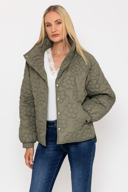 Khaki Floral Quilt Boxy Jacket