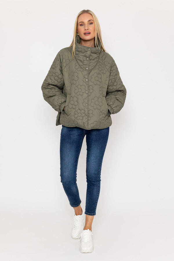 Carraig Donn Khaki Floral Quilt Boxy Jacket