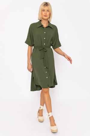 Carraig Donn Khaki Green Belted Shirt Dress