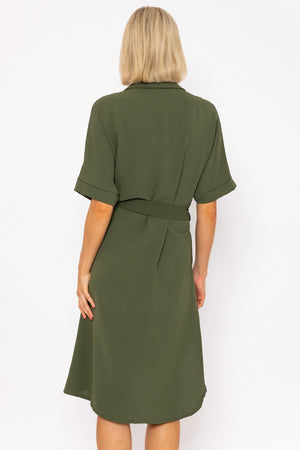 Carraig Donn Khaki Green Belted Shirt Dress