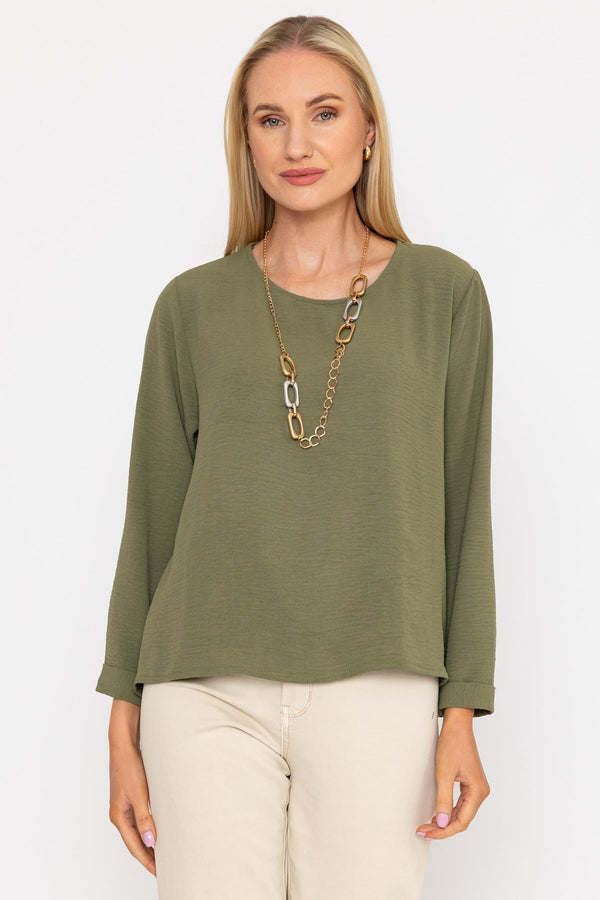 Carraig Donn Khaki Top with Necklace
