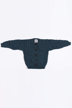 Carraig Donn Kids Aran Cardigan in Blue