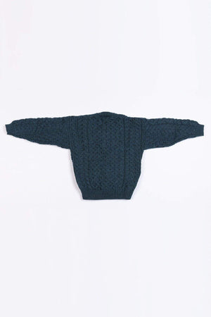 Carraig Donn Kids Aran Cardigan in Blue