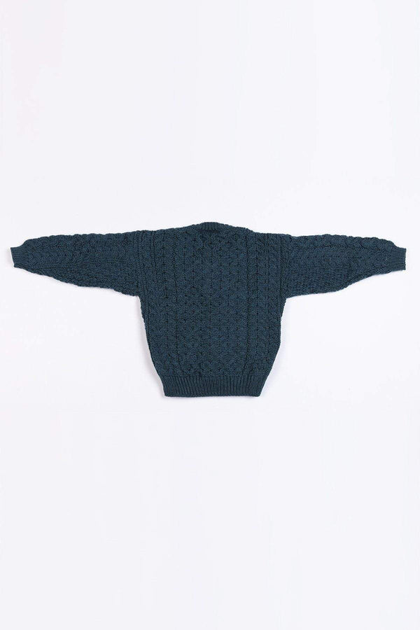Carraig Donn Kids Aran Cardigan in Blue