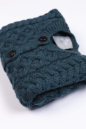 Carraig Donn Kids Aran Cardigan in Blue