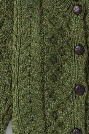 Carraig Donn Kids Aran Cardigan in Green