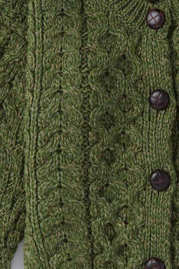 Carraig Donn Kids Aran Cardigan in Green