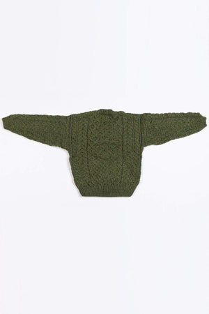 Carraig Donn Kids Aran Cardigan in Green