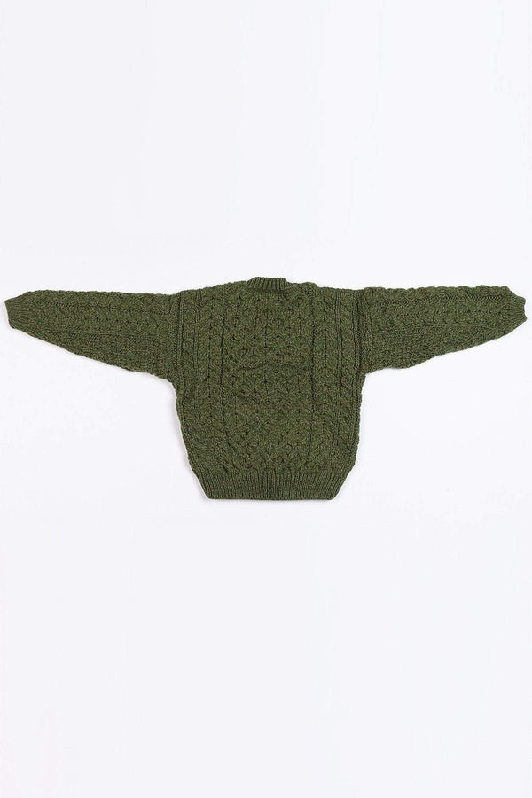 Carraig Donn Kids Aran Cardigan in Green