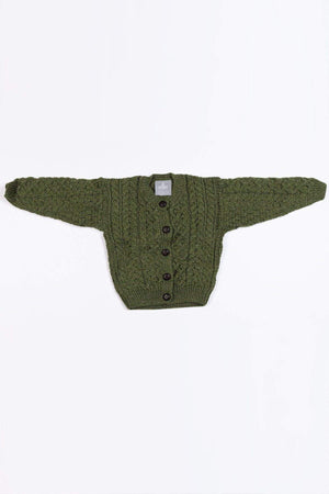 Carraig Donn Kids Aran Cardigan in Green