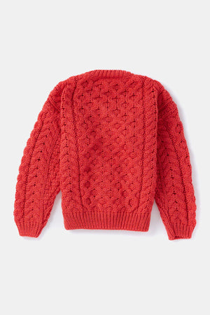 Carraig Donn Kids Aran Cardigan in Red
