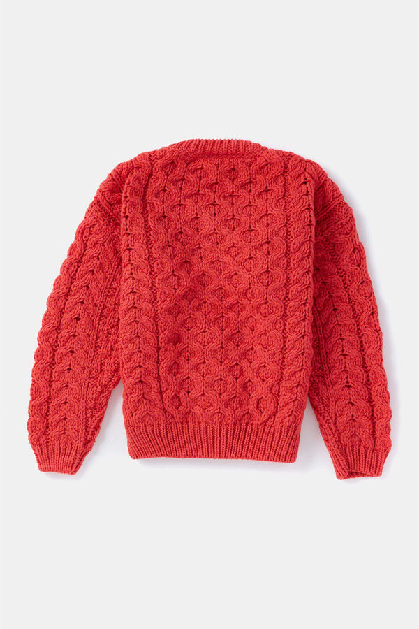 Carraig Donn Kids Aran Cardigan in Red