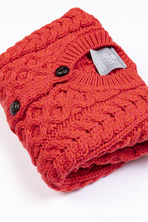 Carraig Donn Kids Aran Cardigan in Red
